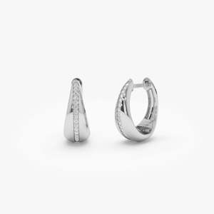 14K Bezel-Set Moissanite 925 Teardrop Hoop <b>Earrings</b> Sterling <b>Silver</b> Gold Plated Handcrafted Luxury Fine Jewelry for Women - Product Image 3