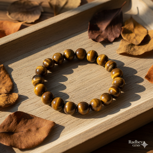 Pulsera de cuentas redondas de ojo de tigre natural AAA hecha a mano – Pulsera elástica de piedras preciosas pulidas para hombres y mujeres - Product Image 1