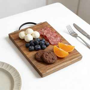 Planche à découper rectangulaire en bois d'acacia avec trou, idéale pour la cuisine et les fromages – Vente chaude en gros - Product Image 5