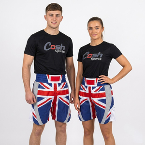 Short de boxe personnalisé avec drapeau britannique et panneaux latéraux respirants pour la compétition - Product Image 1
