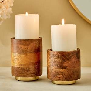 Porte-bougies cylindriques en bois, écologiques, faits à la main, résistants à la chaleur, durables, pour la maison, Noël, la Saint-Valentin, anniversaire - Product Image 1