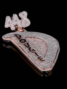 Pendentif Cœur en Moissanite, Collier Statement en Or Rose Sertie de Pierres, Bijoux Hip Hop, Cadeau de Luxe pour Femme - Product Image 2