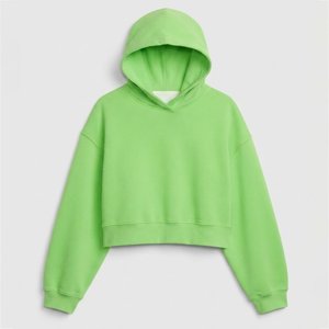 Novedades, Sudadera con Capucha para Mujer con Logotipo Personalizado, Color Sólido, Manga Larga, Corte Recortado, Ropa Casual de Otoño, 100% Algodón Felpa - Product Image 1