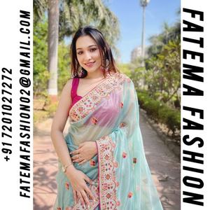 White Color Georgette <b>Silk</b> Saree with Sequence & <b>Threads</b> Embroidery Work, Cut Work Border, Wedding Wear Saree, Party Wear Saree. - Product Image 2