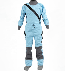 Unisex Light Blue <b>Waterproof</b> Breathable Plus Size Drysuit <b>Work</b> Coverall with Gray Panels and Black Zipper Design - Product Image 1