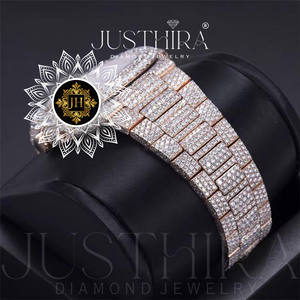 Reloj de Lujo JH con Diamantes, Caja Redonda de 42 mm, Cristal de Zafiro, Cuarzo Analógico, Reloj para Hombre, Correa de Acero Inoxidable, Cierre Desplegable - Product Image 2