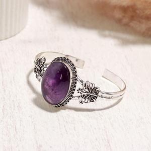 925 Sterling <b>Silver</b> Amethyst Gemstone <b>Bracelet</b> Bangle for Women High Top Quality <b>Silver</b> Bangle Designer Jewelry - Product Image 2