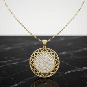 จี้เพชรทรงเรขาคณิตสีเงินแบบฉลุลาย ประดับเพชรระยิบระยับ หรูหรา เหมาะสำหรับงานหมั้น งานแต่งงาน เครื่องประดับดีไซน์ทันสมัย สวยสง่า - Product Image 4