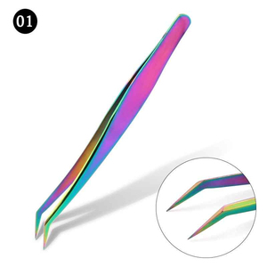 High Quality Silver Eyebrow Extension <b>Lash</b> Tweezers <b>Individual</b> Stainless Steel Eyelash Extensions with Pointed Tip - Product Image 1