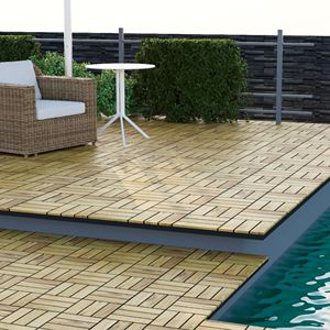 Piastrelle a incastro per decking 30x30 cm in acacia gialla con motivo a scacchiera, 10 pz, in WPC, per esterni, modello fai da te - Product Image 5