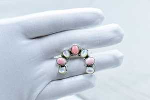 Elegant Handmade Pink Conch Pearl Sterling Silver <b>Adjustable</b> <b>Ring</b> Natural Gemstone Jewelry for Women Wholesale - Product Image 4