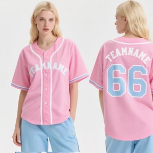 Maillot de baseball rose personnalisé San Diego, coupe ample, vêtements de sport, grande taille, respirant, sublimation, pour femme - Product Image 3