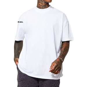 Men's Oversized <b>White</b> Cotton T-Shirt Short Sleeve O-Neck Casual Breathable Jersey Knitted Print Left Sleeve Logo - Product Image 2
