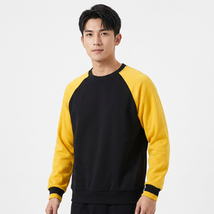 เสื้อสเวตเชิ้ตผู้ชายสีดำเหลือง แขนเสื้อแบบแร็กแลน คอกลม ถักทอ สวมใส่สบาย สีพื้น ทรงปกติ สไตล์ฤดูใบไม้ร่วง - Product Image 2