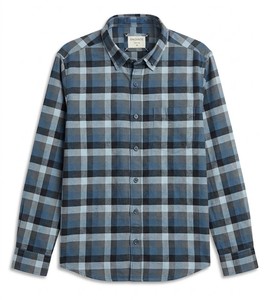 Chemise tissée unisexe décontractée Enovate à carreaux, double boutonnage, manches longues, coupe classique, respirante, 100 % coton, pour l'été - Product Image 1