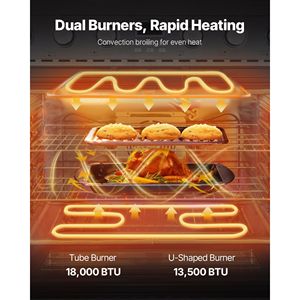 Freestanding 35.9-Inch Stainless Steel Gas <b>Range</b> Oven with 6 Sealed Cooktop Burners and Easy Reach Racks - Product Image 4