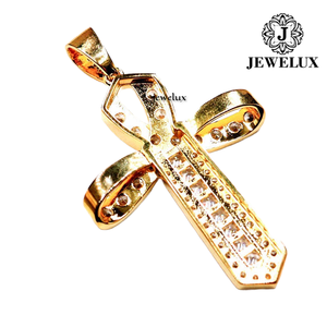 JEWELUX Colgante de Cruz Chapado en Oro con Cristal Tallado en Canal, Amuleto Religioso, Joyería Unisex de Proveedor Indio - Product Image 4