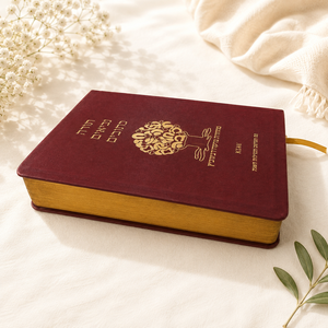 Biblia Impresa Personalizada con Cubierta Roja, Papel Recubierto, Encuadernación Cosida a Caballete, Estampado en Oro y Diseño Personalizado - Product Image 3