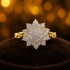 Premium 14K <b>Gold</b> Round Cluster <b>Ring</b> with Brilliant CZ Stones Wedding Engagement Jewelry for Women Buyers - Product Image 3