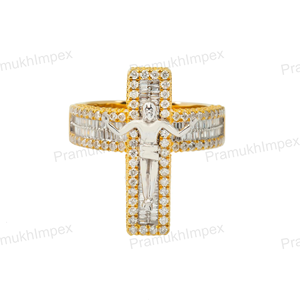 GRA Certified Luxury Moissanite <b>Cross</b> <b>Ring</b> 925 Sterling <b>Silver</b> Gold Plated Pave Setting Unisex Iced Out Hip Hop Jewelry - Product Image 3
