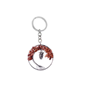 Llavero de cristal de alta calidad, árbol de la vida de piedra de oro roja, llavero de piedra natural de búho, regalos para mujeres - Product Image 1