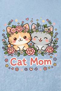 Camiseta de Manga Corta Ligera para Mujer, Cuello Redondo, con Estampado Gráfico de Gato y Flores, Informal, de Verano, Tejida - Product Image 3