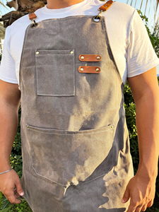 Delantal de Trabajo Profesional de Lujo en Lona y Cuero con Cremallera, Ajustable, con Tirantes Cruzados para Chef, Barista, Barbero, Carpintero, para Herramientas y Equipo - Product Image 4