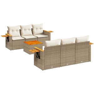 Conjunto de Sofá de Jardín de Ratán Sintético Beige con Patas Ajustables Grandes - Product Image 2
