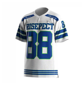 Camiseta de Fútbol Americano Risepect para Hombre, Blanca y Azul, de Malla Transpirable, Cuello en V, Manga Corta, Número de Equipo 88, Impresión Sublimada - Product Image 1