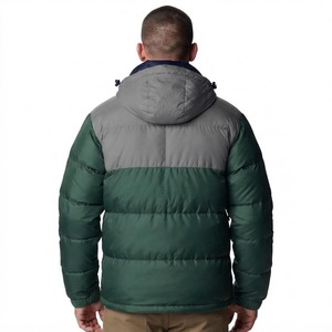 Chaqueta Acolchada con Capucha para Hombre, Color Verde Gris, con Bloques de Color, Térmica, con Cierre Completo, para Invierno, Casual, para Exteriores, Aislada - Product Image 2