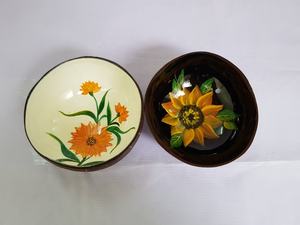 Bol en coquille de noix de coco polie de haute qualité, écologique, avec motif tournesol, pour la cuisine et la décoration, fabriqué au Vietnam - Product Image 3