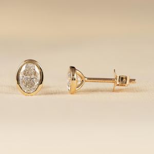 High Demand 1.01CT Oval Cut Diamond Solitaire Stud Earrings Lab Grown 18K Yellow Gold Wedding & Engagement Party Jewelry Charms - Product Image 2