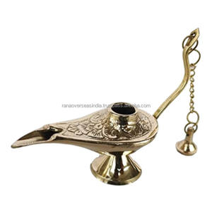 Lampes à encens Aladdin en laiton avec parfum de bois de santal et bois d'agar, faites à la main en argent pour la méditation - Product Image 4