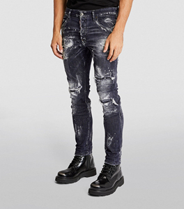 GENERSA SPORTS Pantalones de hombre personalizados, ligeros, transpirables, de otoño, estilo hip hop, lisos, con lavado enzimático, elásticos, de pana, vaqueros, tejidos, con cierre de botón central - Product Image 3