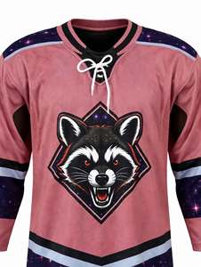 Jersey de Hockey sobre Hielo Raccoon Galaxy de Alta Calidad, Ropa Deportiva Vintage al por Mayor, Cuello con Cordones, Uniforme Atlético Transpirable - Product Image 6