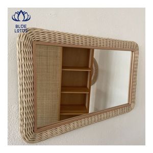 EXPÉDITION LE JOUR MÊME 2026 Miroir en rotin tressé Décoration murale qui élargit l'espace et crée une ambiance cosy pour la maison - Product Image 6