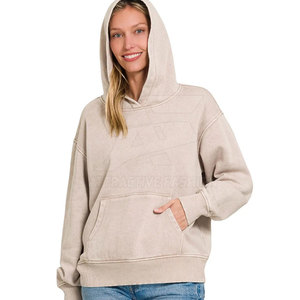 Sudadera con Capucha para Mujer, Estilo Lavado Ácido, Mezcla de Algodón Suave, Diseño Moderno para Uso Diario - Product Image 2