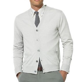 Cardigan d'hiver gris foncé 100 % coton, chemise blanche à superposer, logo frontal, infroissable, tenue de bureau décontractée élégante pour professionnels - Product Image 3