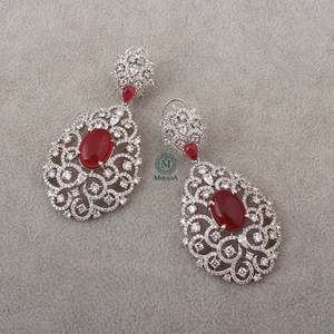 Platinum Plated Crystal CZ Designer Earrings-Trendy Animal Geometric Style - Product Image 1