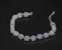 Bracelet à breloques en opalite bleue et perles d'eau douce, en argent sterling 925 plaqué or rose, fait main, tendance, pour femme, idéal pour les fêtes et mariages