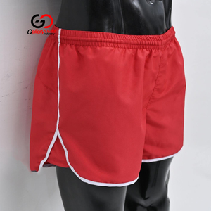 New Latest Design Solid Red Color Athletic <b>Shorts</b> with Elastic Waistband <b>White</b> Trim Quick Dry Gym Running <b>Shorts</b> with OEM - Product Image 4