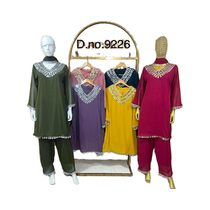 Pantalon Kurti Ethnique Punjabi Pakistanais Style Femmes Traditionnel Shalwar Kameez Miroir Travail Costume Broderie Mariage Fête Fête - Product Image 3