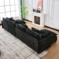 Canapé modulaire en chenille en forme de U de 140,9 pouces, canapé convertible avec ottomanes mobiles pour salon et chambre à coucher