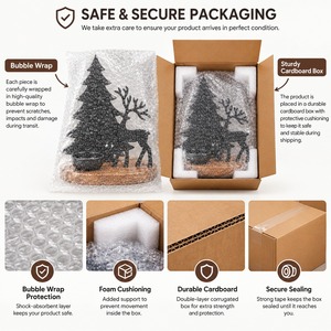 Ensemble d'objets décoratifs de Noël en métal, sapin et rennes, avec porte-bougie, ornement de table rustique pour les fêtes, thème hiver - Product Image 4