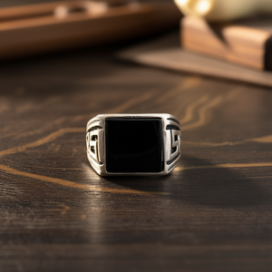 Men's Black Onyx <b>Fine</b> <b>Ring</b> 8.1 Grams Weight - Product Image 3