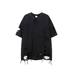 Lightweight 100% Cotton <b>Canvas</b> Acid Wash T-shirt Men Luxury Distressed Vintage Oversized Quick Dry Breathable Short Sleeve - Product Image 2