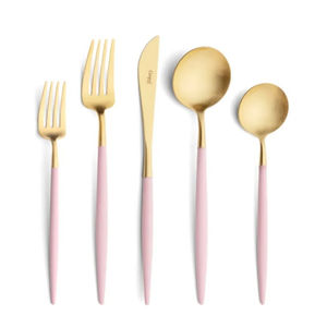 Ensemble de couverts en acier inoxydable plaqué or, faits à la main, avec manche torsadé unique en forme de goutte d'eau, pour la maison, l'hôtel et le restaurant - Product Image 4