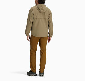 เสื้อแจ็คเก็ตผู้ชายผ้าไนลอนยืดหยุ่นแบบซิปครึ่งตัว แขนเสื้อแบบแร็กแลน มีกระเป๋าแบบจิงโจ้ สำหรับเดินป่า มีกระเป๋าที่อก - Product Image 4