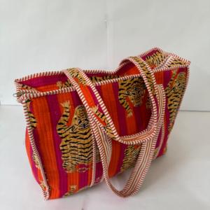 Sac fourre-tout matelassé à imprimé tigre avec fermeture éclair, sac à main pour femme, grande capacité, sac de voyage et de shopping - Product Image 4