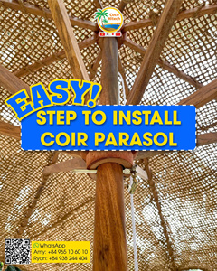Parasol écologique en fibre de coco naturelle, fait main, pour la décoration de jardins, de complexes hôteliers, d'hôtels et de parcs - Product Image 2